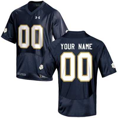 Mens Notre Dame Fighting Irish 2015 Under Armour Navy Blue Customized Replica Football Jersey->customized ncaa jersey->Custom Jersey